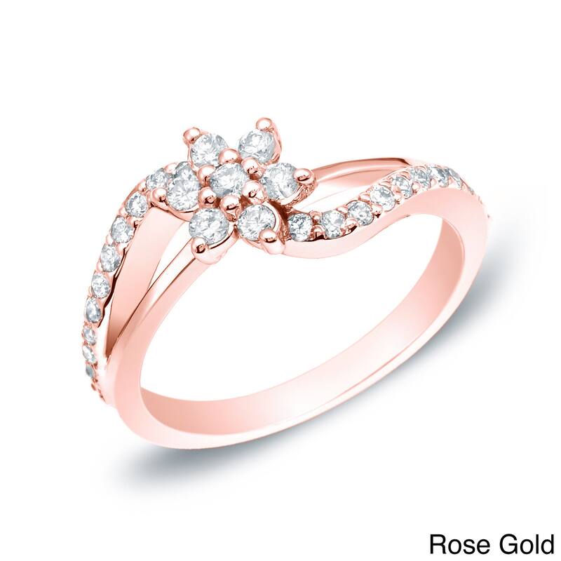 Auriya Daisy Split Shank 1/2ct TDW Split Shank Diamond Ring 14K Gold - Rose - 4