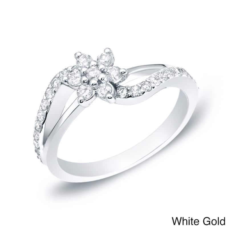 Auriya Daisy Split Shank 1/2ct TDW Split Shank Diamond Ring 14K Gold - White - 4