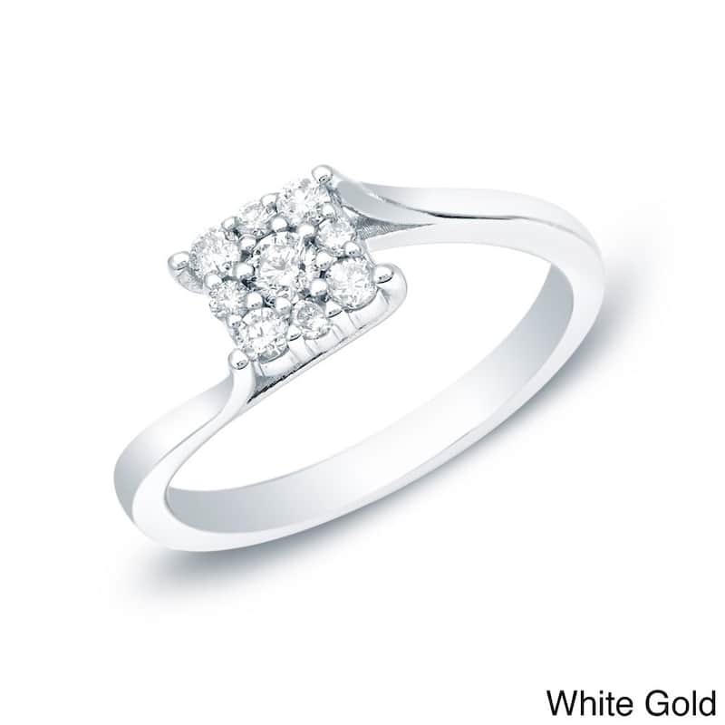 14K Gold Auriya 1/4ctw Diamond Engagement Promise Ring Square Shape - White - 4