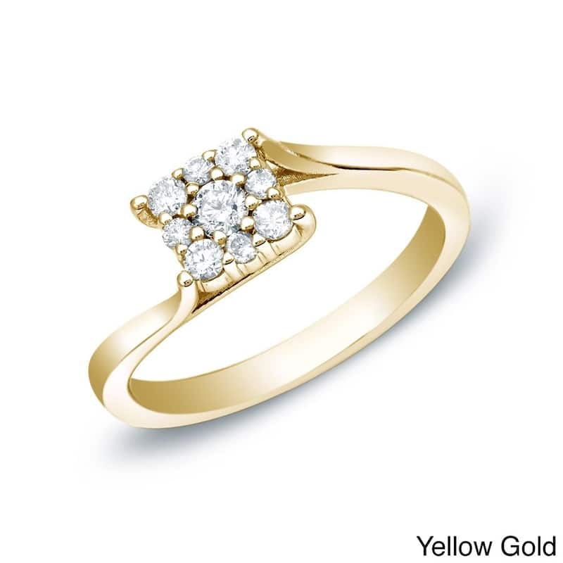14K Gold Auriya 1/4ctw Diamond Engagement Promise Ring Square Shape - Yellow - 4