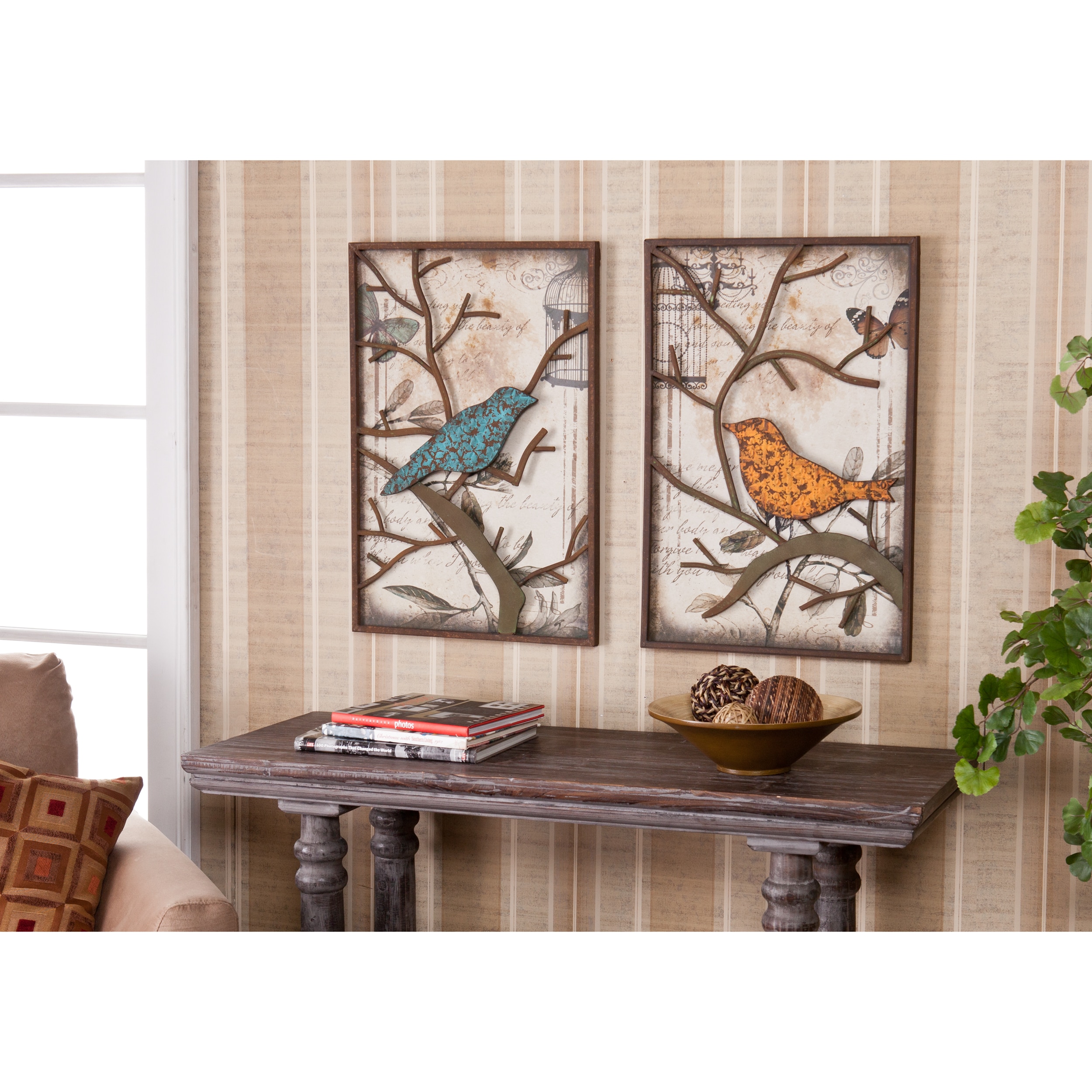 Upton Home Wilton Vintage Bird Wall Panel 2pc Set