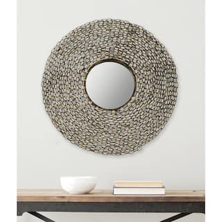 SAFAVIEH Jeweled Chain Link Natural 24-inch Round Decorative Mirror - 24" x 3.5" x 24"