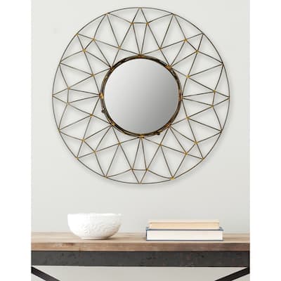 SAFAVIEH Gossamer Iron 32-inch Round Decorative Mirror - 32" x 3.5" x 32"