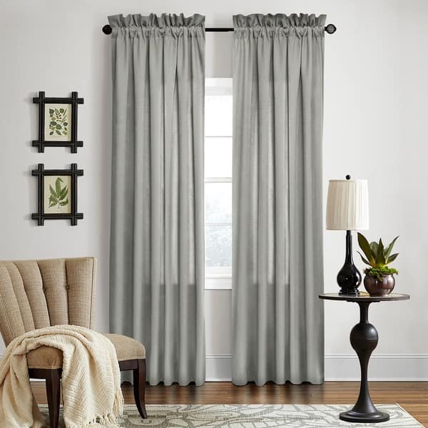 Grand Luxe Grey All Linen Gotham Rod Pocket Window Panel - Bed Bath ...