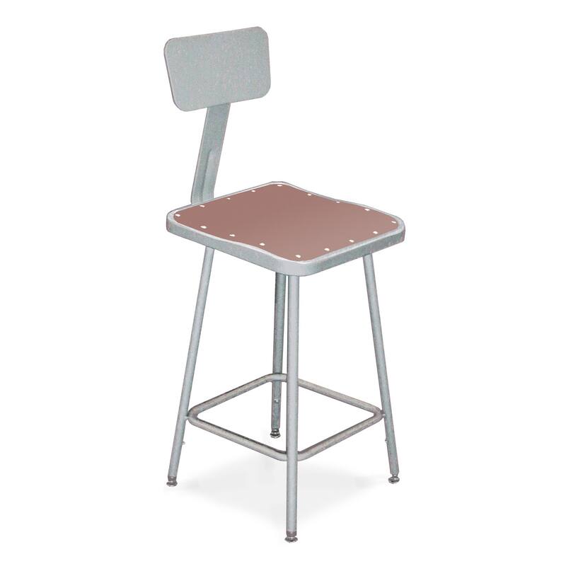 NPS 30-inch Square Stool with Backrest - Brown/Grey