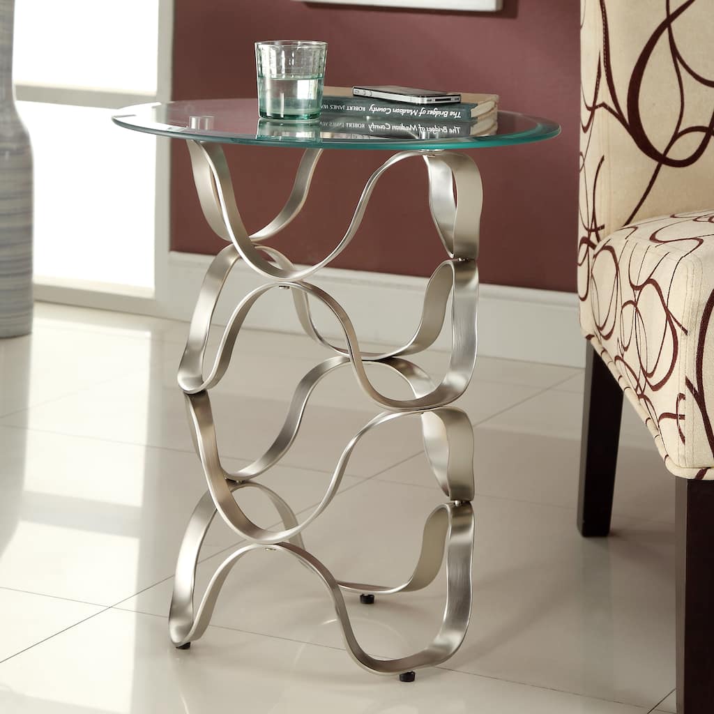 INSPIRE Q Ryde Swirl Tempered Glass Top End Table