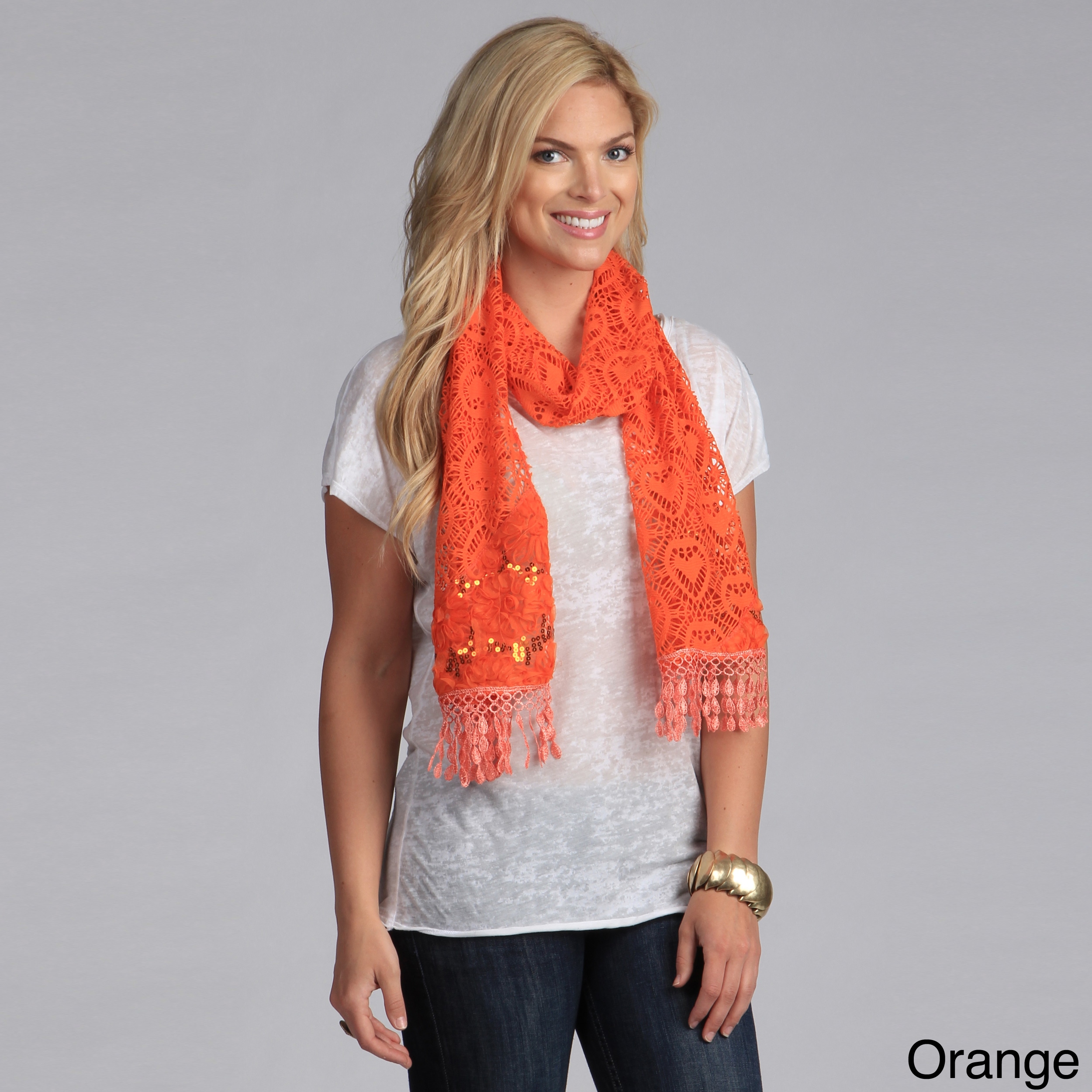 Cashmere Showroom Queen Of Hearts Embellished Lace Scarf