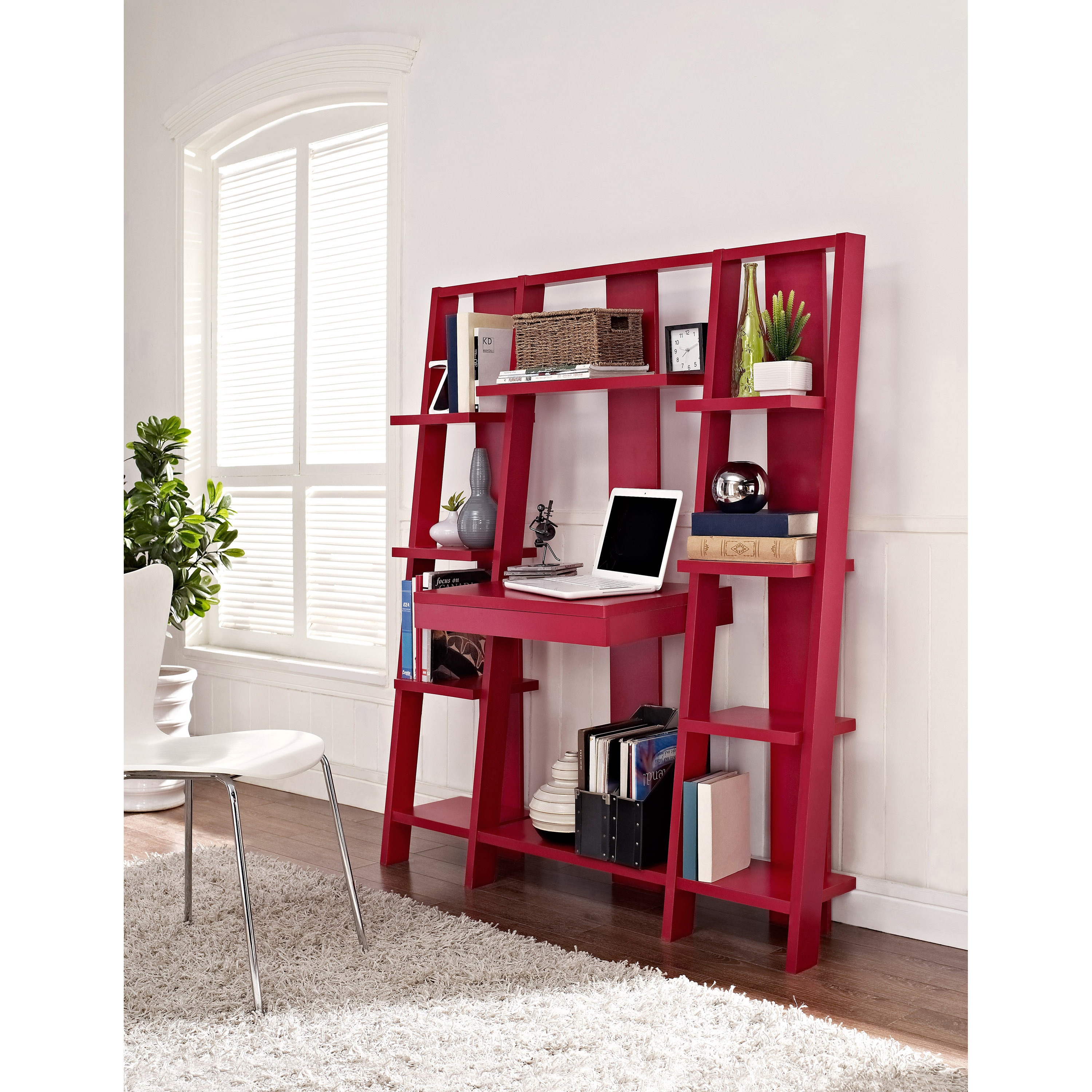 Shop Ameriwood Home Ladder Bookcase Desk Overstock 7900993