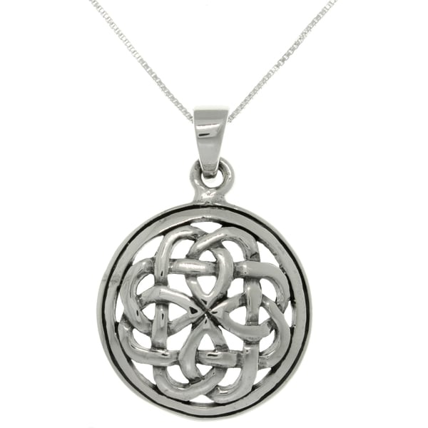 Shop Silver Eternal Celtic Knot Pendant on 18-inch Necklace - Free ...