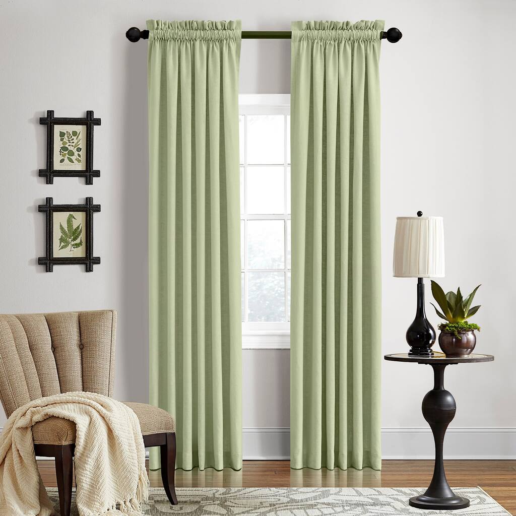 Grand Luxe Linen Gotham Sage Rod Pocket Curtain Panel