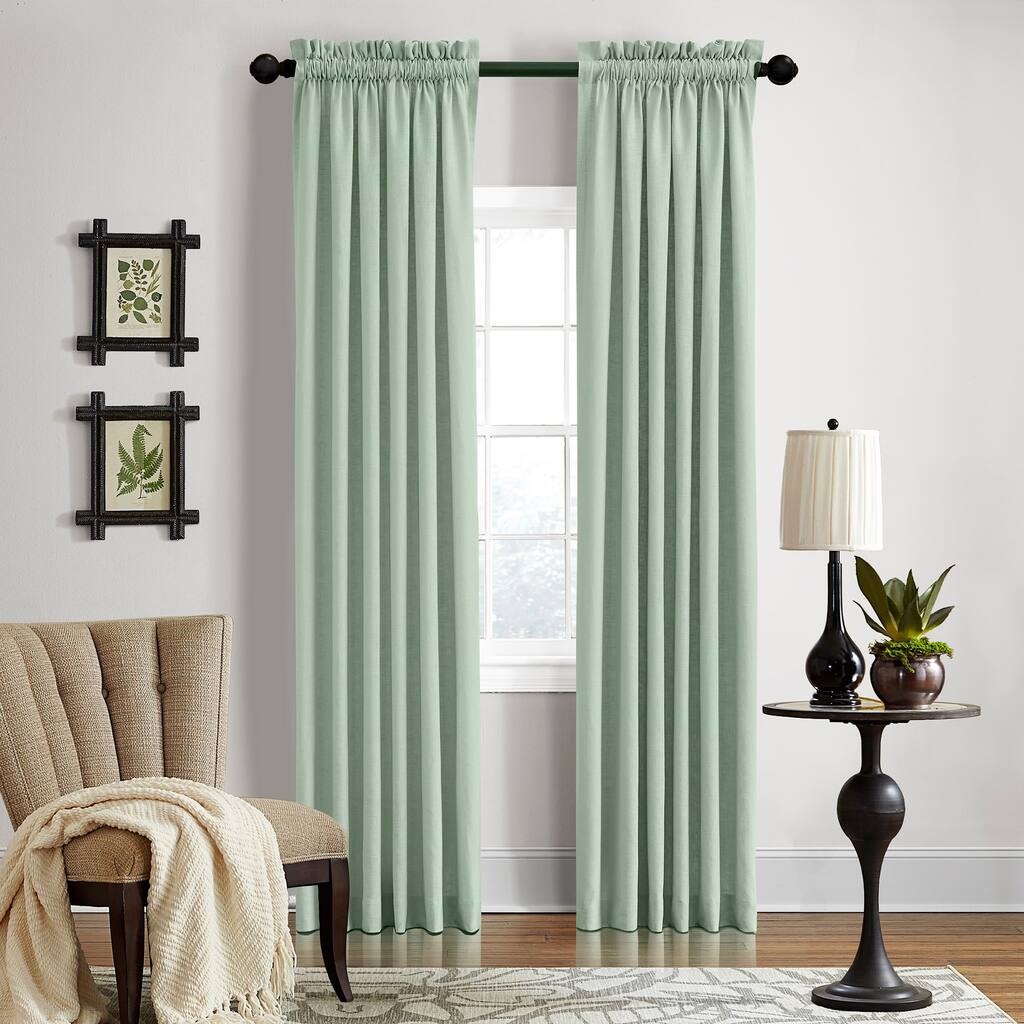 Grand Luxe Linen Gotham Mineral Rod Pocket Curtain Panel