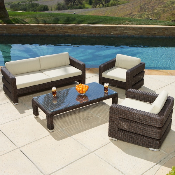 Sonoma 4-piece Wicker Outdoor Sofa Set by Christopher Knight Home ...