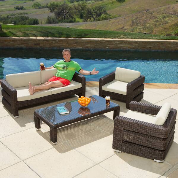 Shop Sonoma 4 Piece Wicker Outdoor Sofa Set By Christopher Knight Home Overstock 7901138