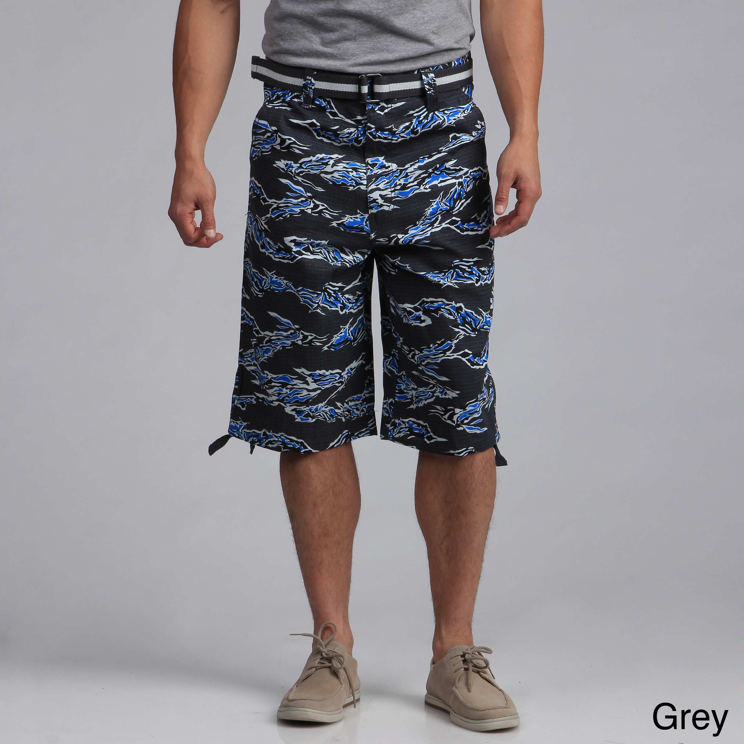 Raw Blue Raw Blue Mens Tiger Camo Cotton Short Grey Size 32