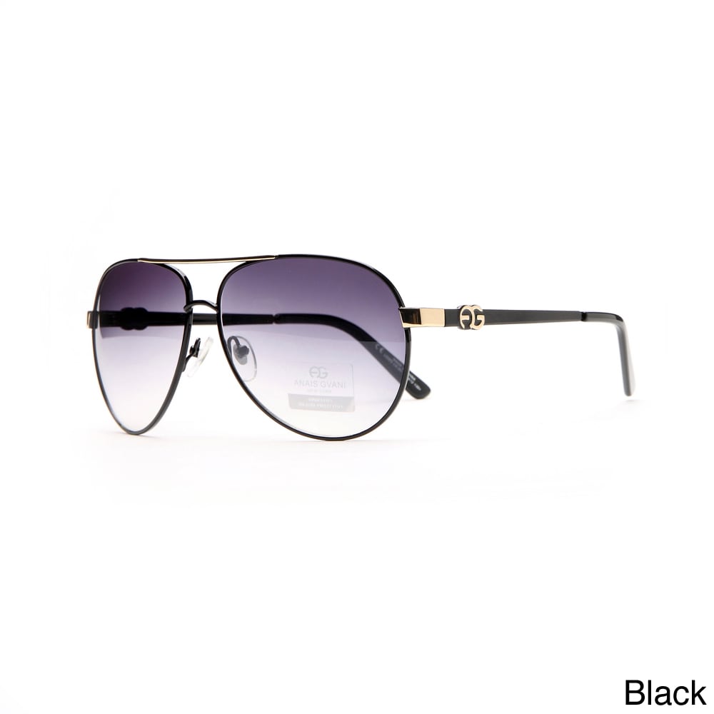 Anais Gvani Womens Classic Aviator Sunglasses With Logo Accent