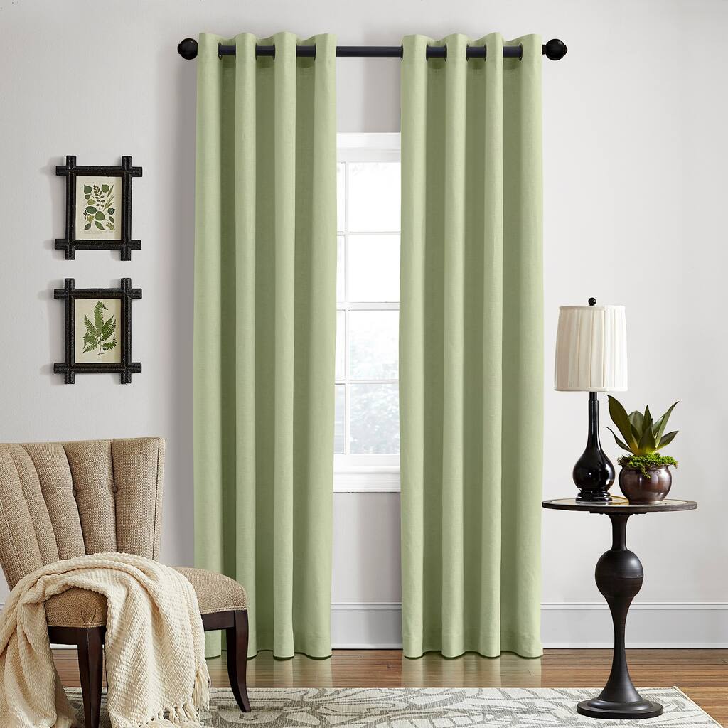 Grand Luxe Linen Gotham Sage Grommet Curtain Panel