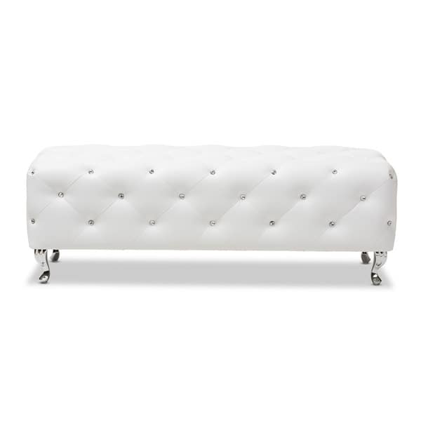 slide 12 of 12, Silver Orchid Heston Crystal Tufted Modern Bench White