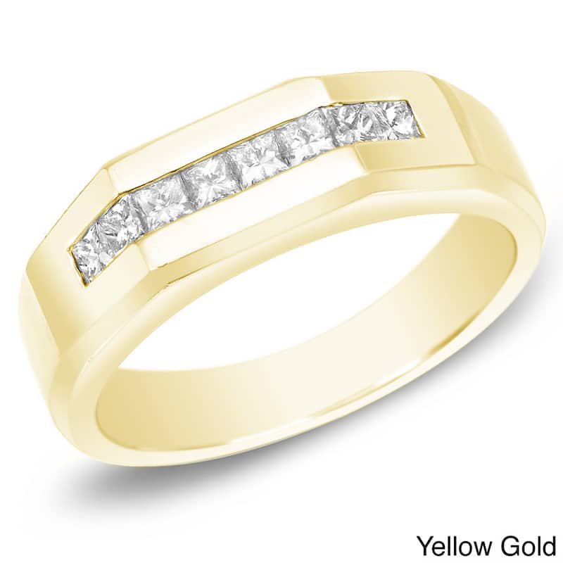Auriya Men's 14k Gold Modern 7/8ctw Channel Set Diamond Ring - Yellow - 10.5