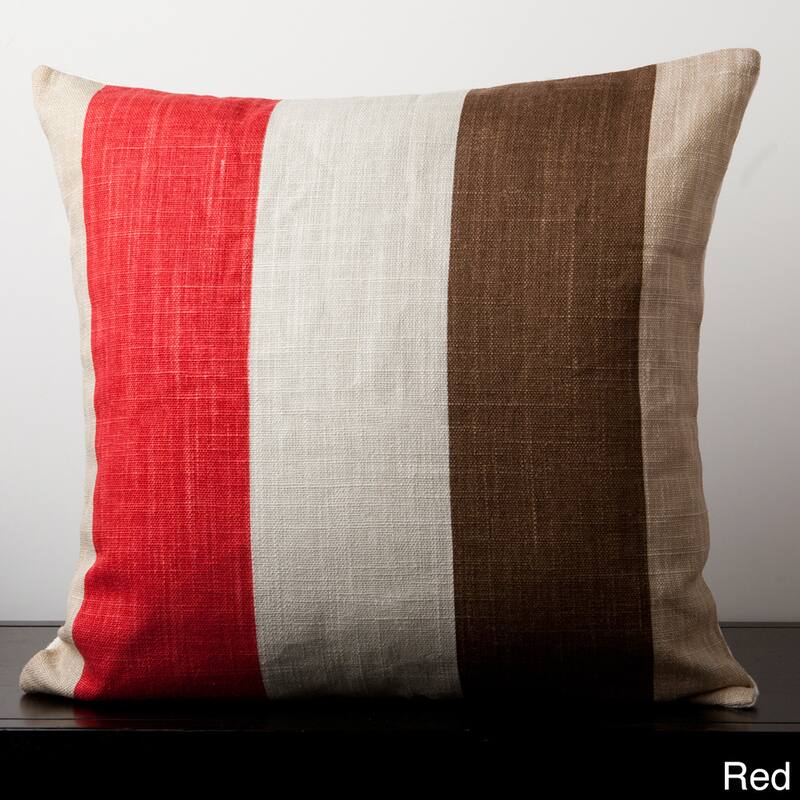 Decorative Lotus Striped Feather Down or Poly Filled Square 22-Inch Square Throw Pillow