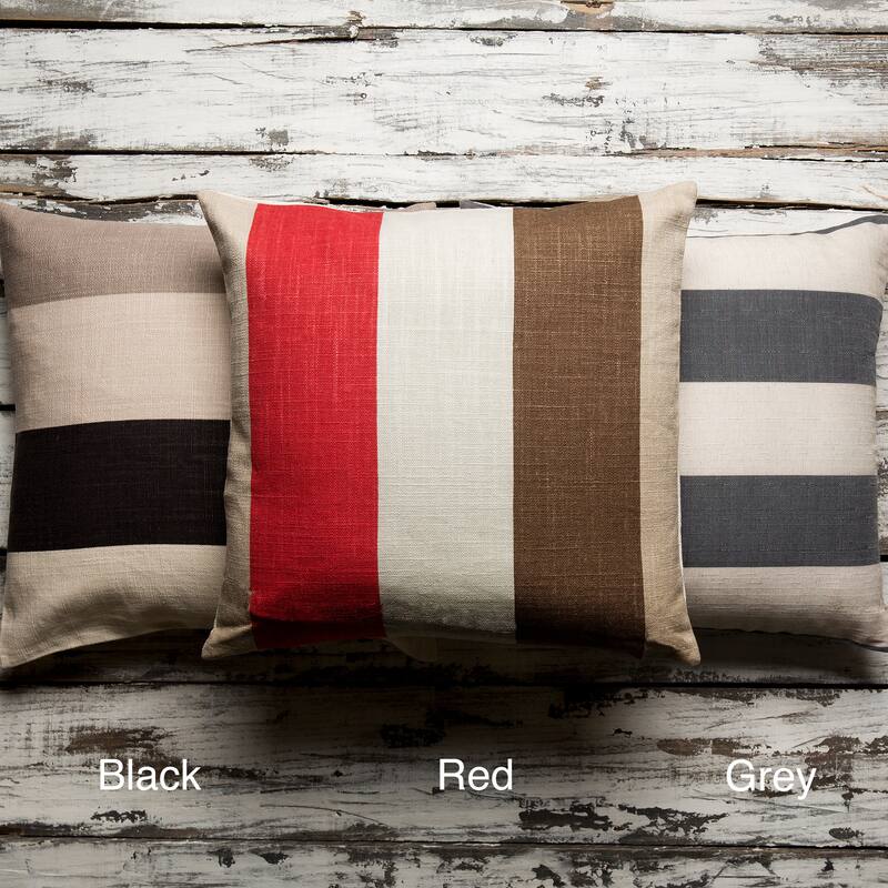 Decorative Lotus Striped Feather Down or Poly Filled Square 22-Inch Square Throw Pillow