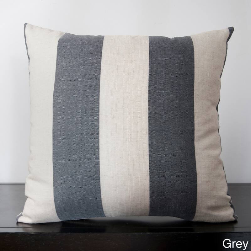 Decorative Lotus Striped Feather Down or Poly Filled Square 22-Inch Square Throw Pillow - Polyester - Medium - Grey - 18 x 18
