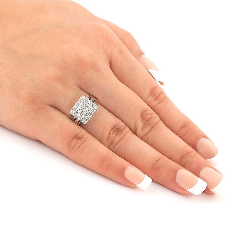 14k Gold 1/2ct TDW Square Pave Diamond Ring by Auriya