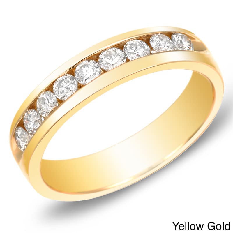 Auriya Men's 14k Gold 1ct TDW Diamond Channel-Set Diamond Ring or Wedding Band - Yellow - 8