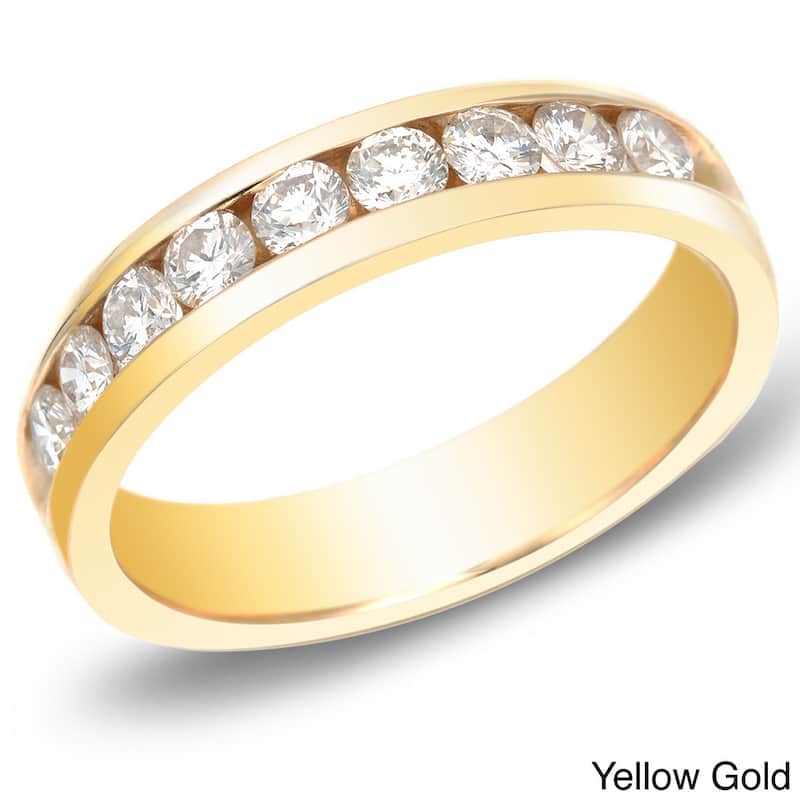 Auriya Men's 14k Gold 3/4ct TDW Round Diamond Wedding Band