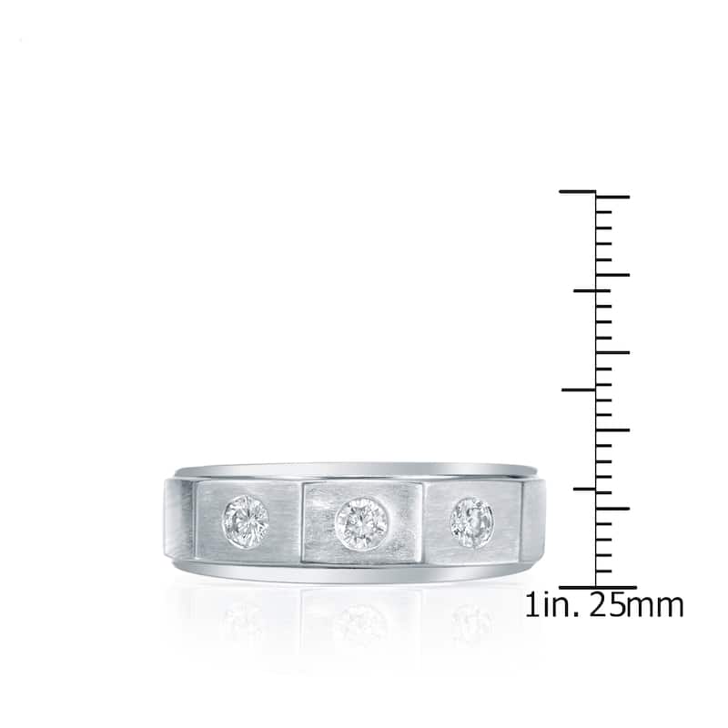 Auriya Men's 14k Gold Satin Finish 3/8ct TDW Diamond Wedding Band