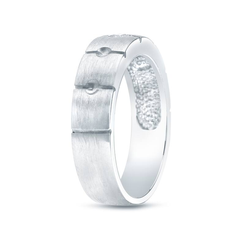 Auriya 14k Gold Men's Satin Finish 1/6ct TDW Diamond Wedding Band