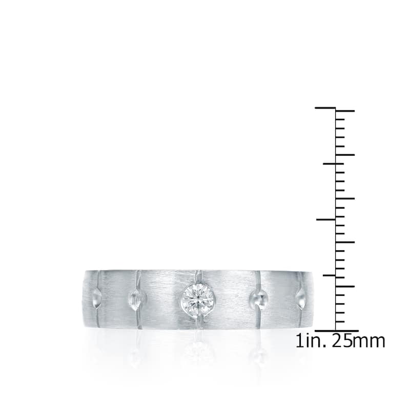 Auriya 14k Gold Men's Satin Finish 1/6ct TDW Diamond Wedding Band