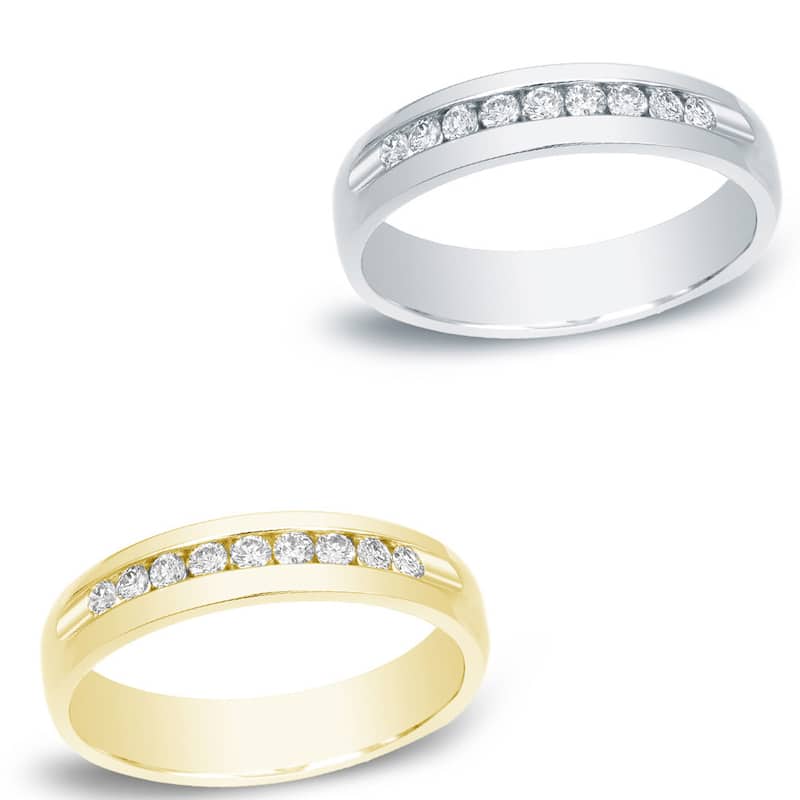 Auriya Men's 14k Gold 1/2ct TDW Channel-Set Diamond Wedding Band