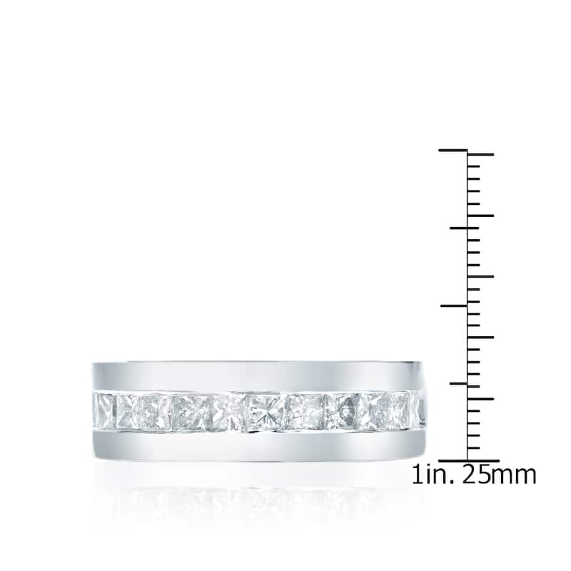 Auriya Men's 14k Gold 1 1/2ct TDW Channel-Set Princess-Cut Diamond Wedding Band