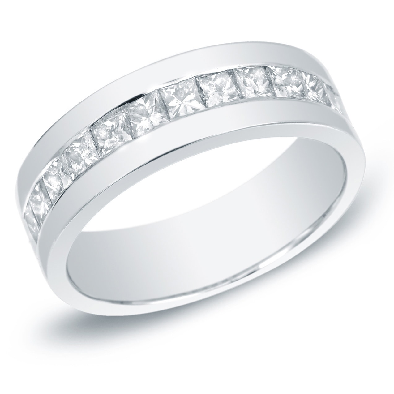 diamond channel set wedding band