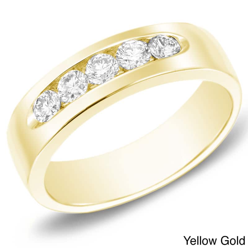 Auriya Men's 14k Gold 7/8ct TDW Channel-Set Diamond Wedding Band - Yellow - 8