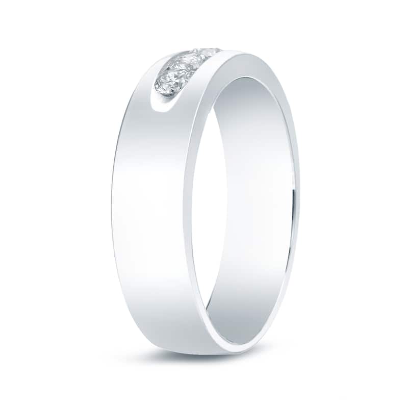 Auriya Men's 14k Gold 7/8ct TDW Channel-Set Diamond Wedding Band