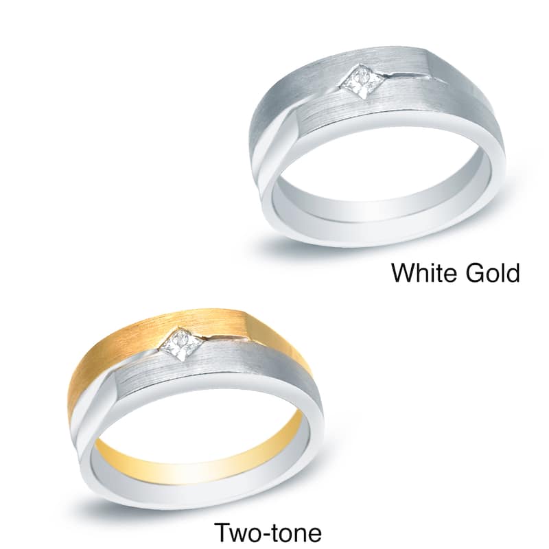 Men's 14k Gold 1/5ct TDW Princess Diamond Solitaire Wedding Band by Auriya