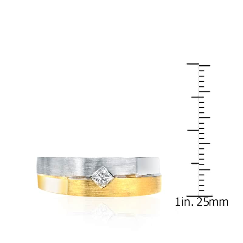 Men's 14k Gold 1/5ct TDW Princess Diamond Solitaire Wedding Band by Auriya