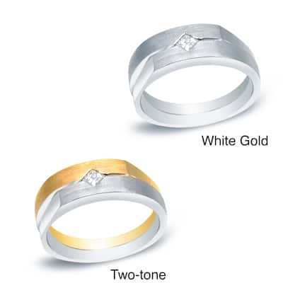 Men's 14k Gold 1/5ct TDW Princess Diamond Solitaire Wedding Band by Auriya