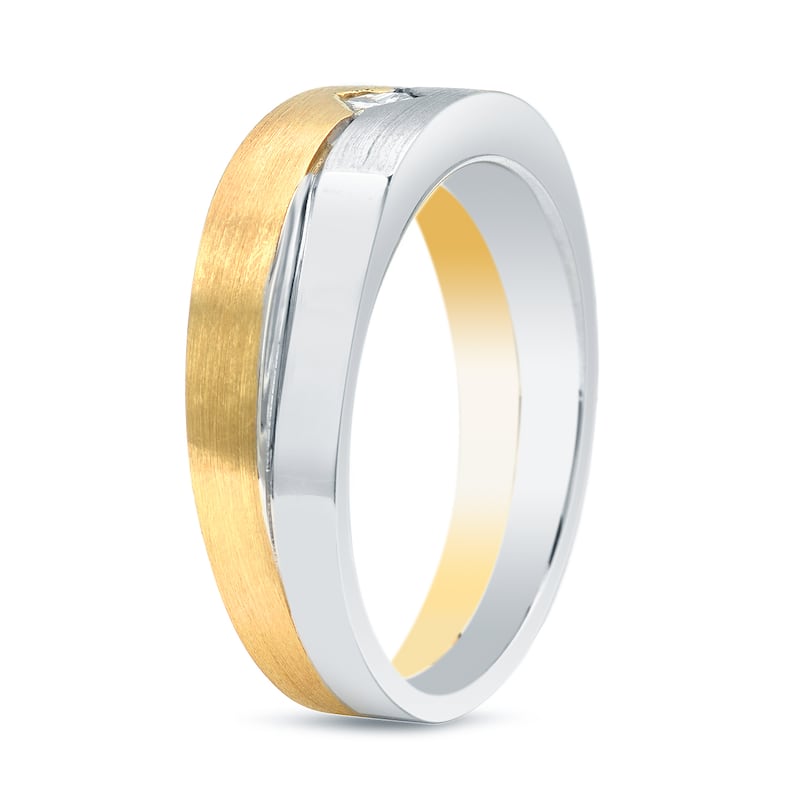 Men's 14k Gold 1/5ct TDW Princess Diamond Solitaire Wedding Band by Auriya - Two-Tone - 8