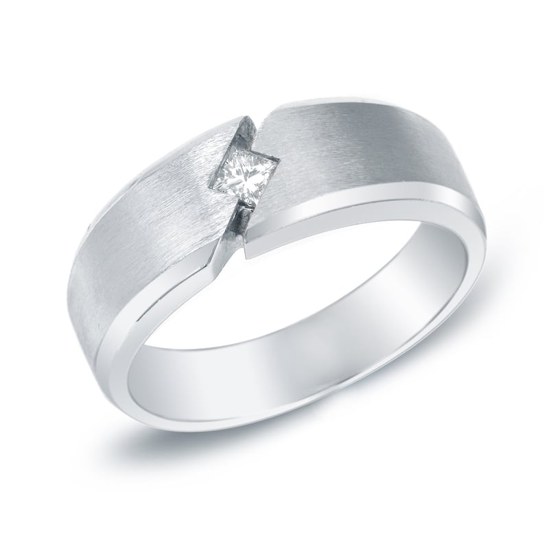 Auriya Men's 14k Gold 1/5ct TDW Square Diamond Wedding Band - White - 11