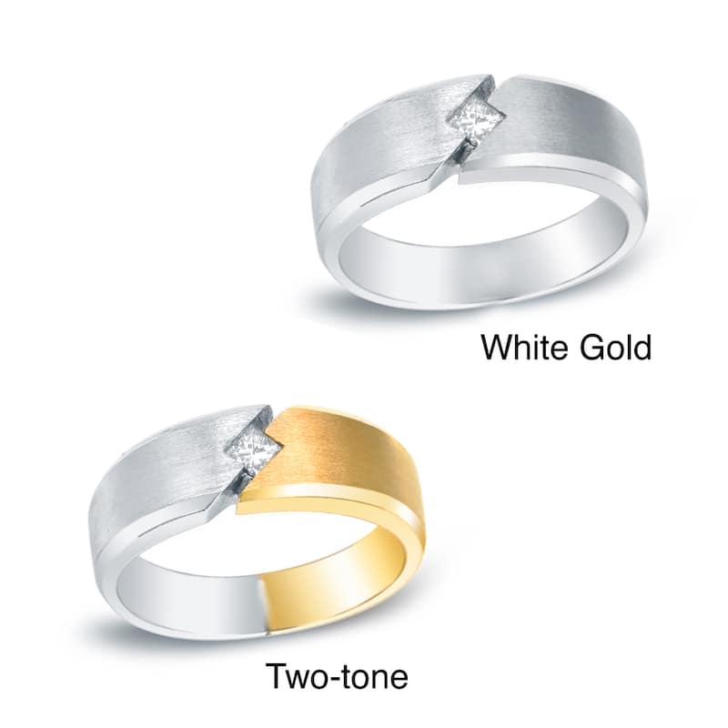 Auriya Men's 14k Gold 1/5ct TDW Square Diamond Wedding Band
