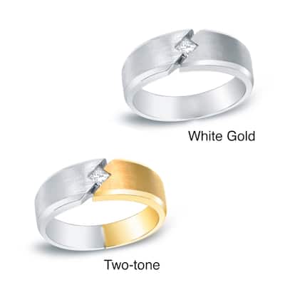 Auriya Men's 14k Gold 1/5ct TDW Square Diamond Wedding Band