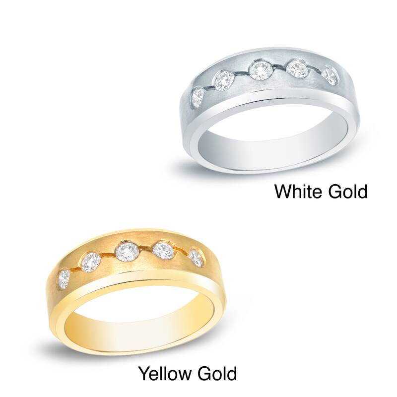 Auriya Men's 14k Gold 3/5ct TDW 5-Stone Diamond Wedding Ring