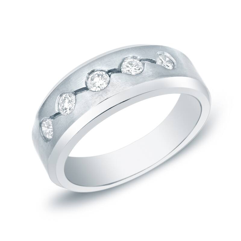 Auriya Men's 14k Gold 3/5ct TDW 5-Stone Diamond Wedding Ring - White - 8