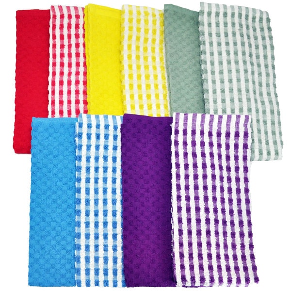 Shop Cotton Terry Kitchen Towel 10-piece Set - Overstock ...