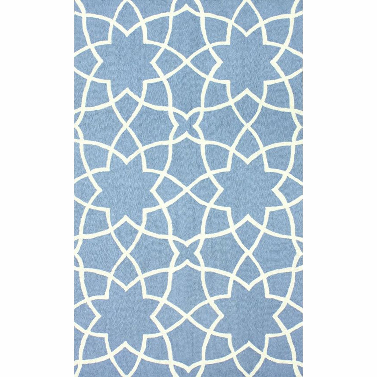 Nuloom Handmade Star Trellis Light Blue Wool Rug (76 X 96)