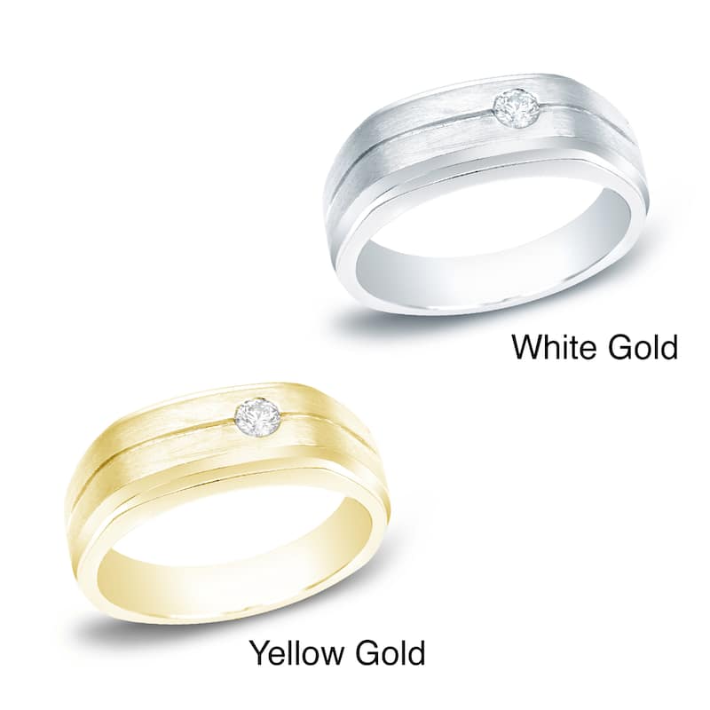 Auriya Men's 14k Gold 1/4ct TDW Round Diamond Wedding Band
