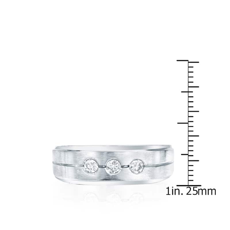 Auriya Men's 14k Gold 1/4ctw 3-Stone Diamond Ring