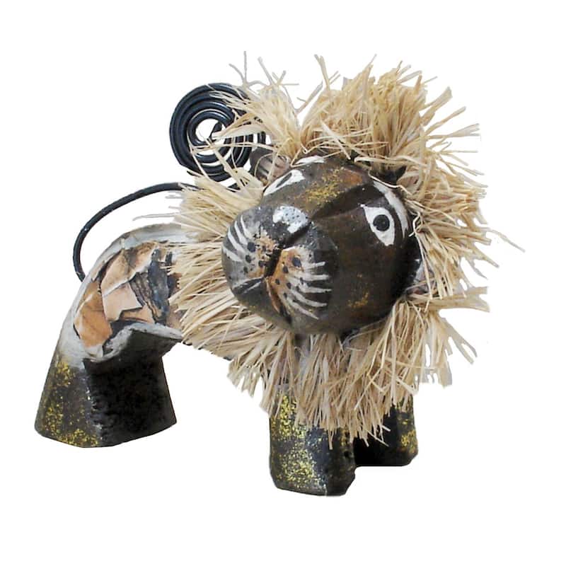 Handmade 4-inch Brown Lion Figurine (Indonesia)